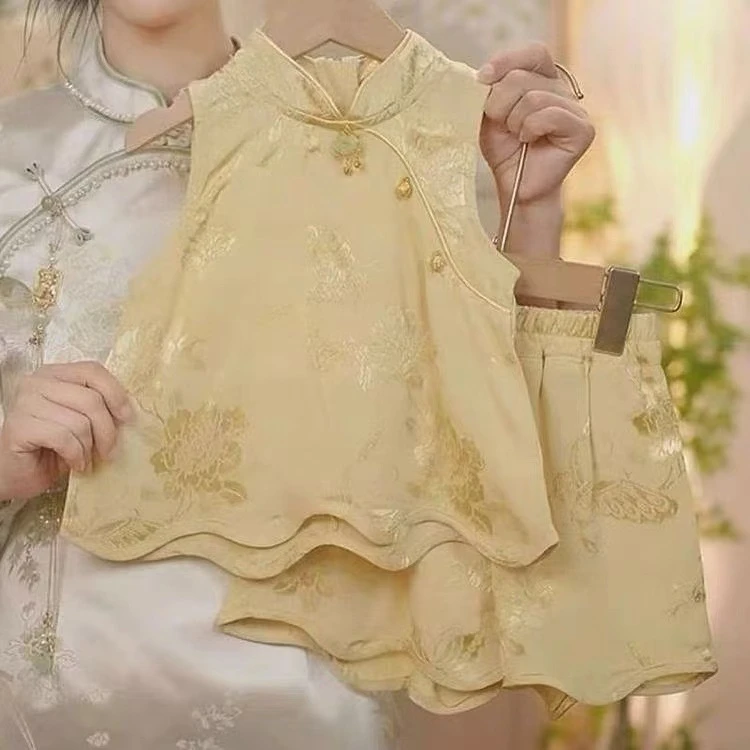 女童国风套装夏新款洋气女宝宝上衣夏季汉服新中式儿童旗袍500231