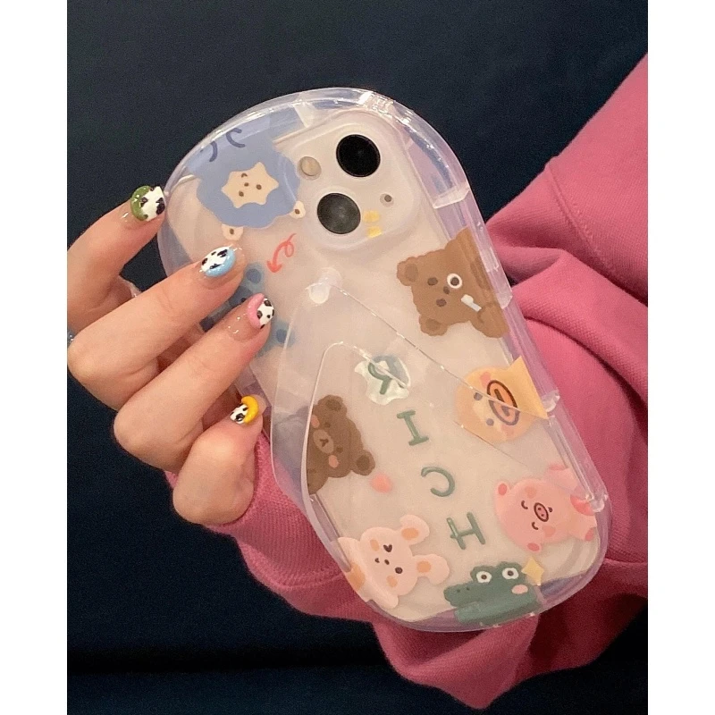 奥菲顿一圈可爱小动物适用苹果15/16pro拖鞋手机壳iPhone14/13/12