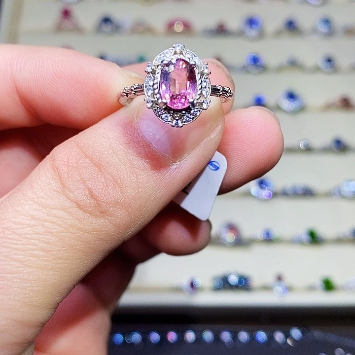 碧玺戒指银S925镶嵌时****