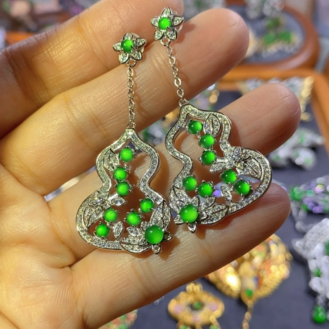 吊坠(不含链)银S925镶嵌翡翠