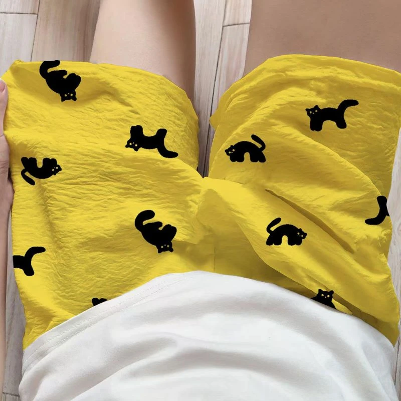 韩版夏季薄款休闲睡裤宽松卡通家居可爱短裤云朵新款日系遛弯ins