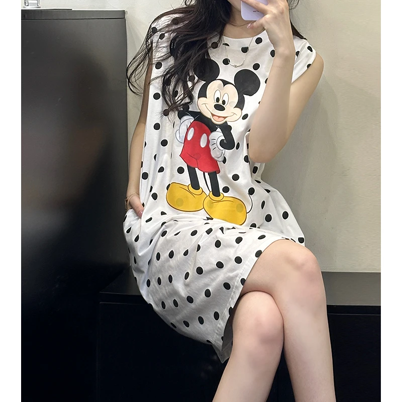 米诗缇【波点米奇睡裙白色】小众潮牌时尚设计师舒适可外穿长裙睡裙