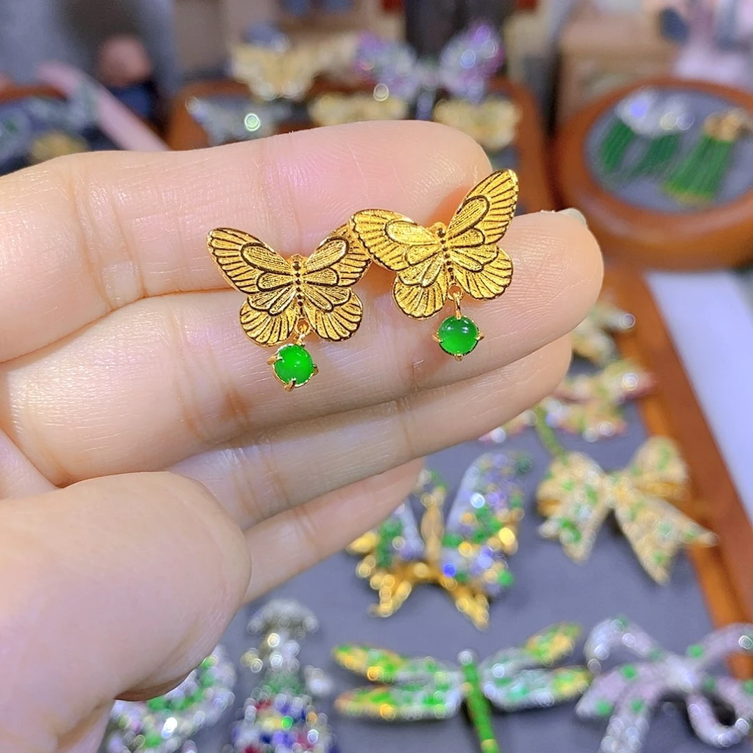 颈饰银S925镶嵌翡翠