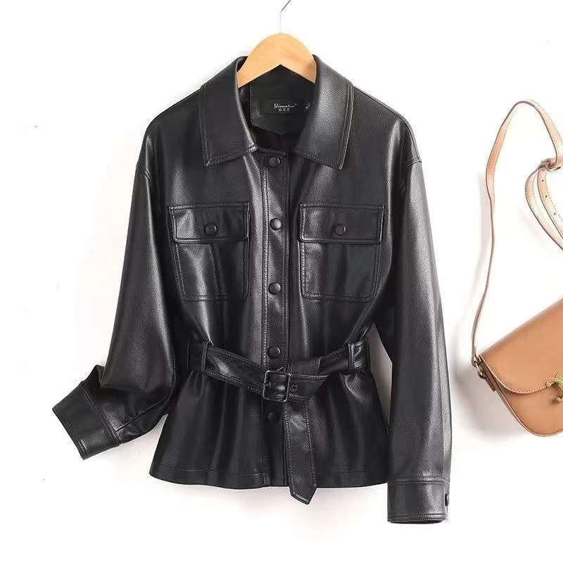 【宋佳同款】2025海宁皮衣女短款皮夹克修身显瘦气质皮衣外套女