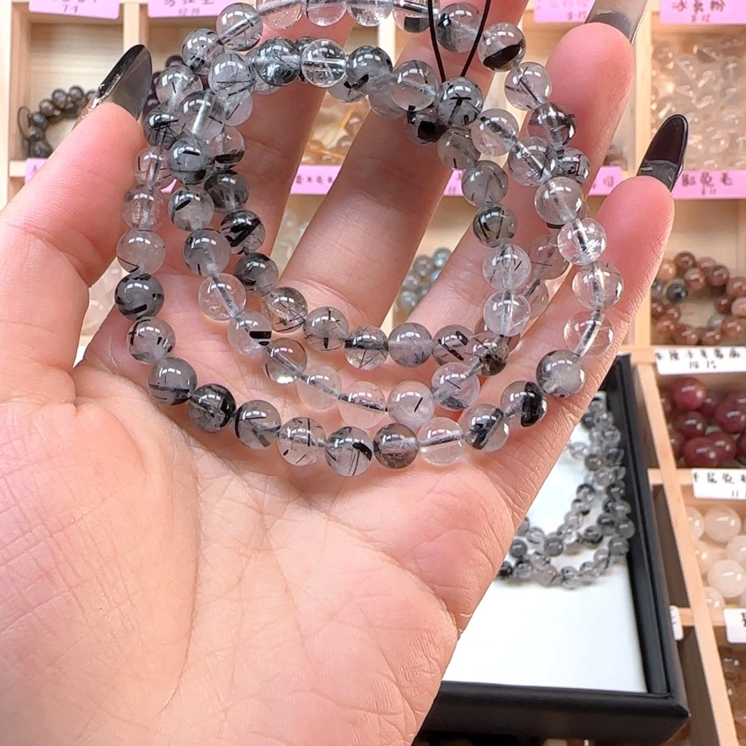 烟晶手链银S925镶嵌