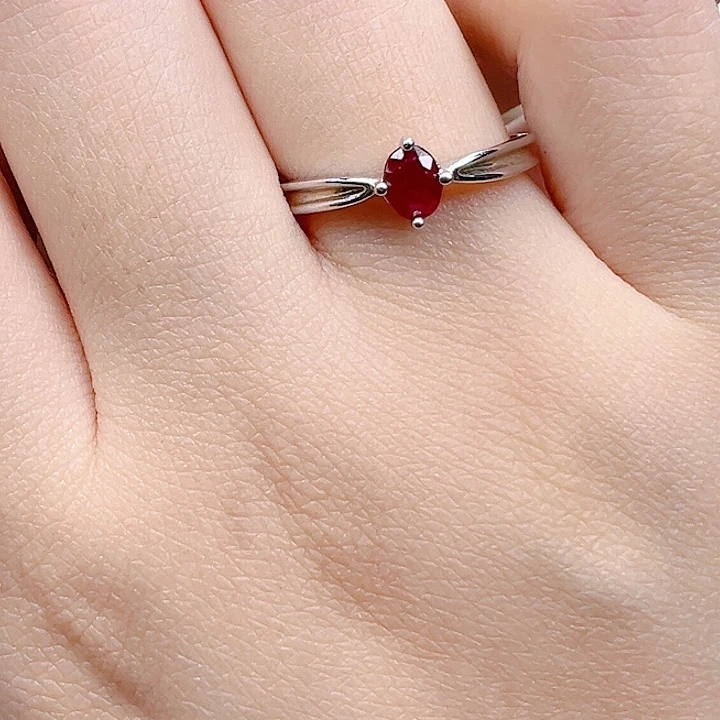 戒指银S925镶嵌红宝石