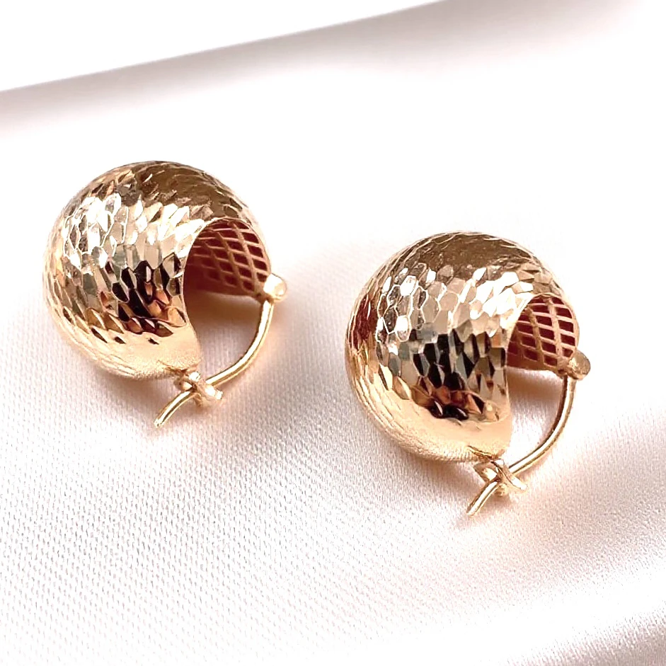 18k耳饰镭射松果耳扣玫瑰金色耳包爆闪蹦迪蜂巢气质轻奢 时尚简约