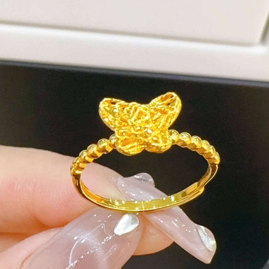 足金999 拉丝蝴蝶戒指2.3克