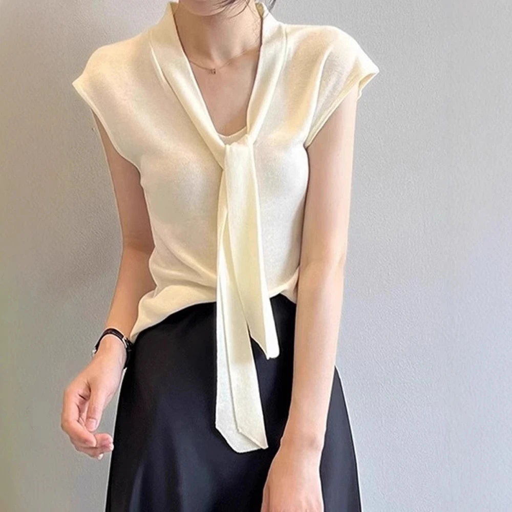 短款夏季法式设计感领披肩气质修身显瘦小飞袖百搭薄款衫女洋气