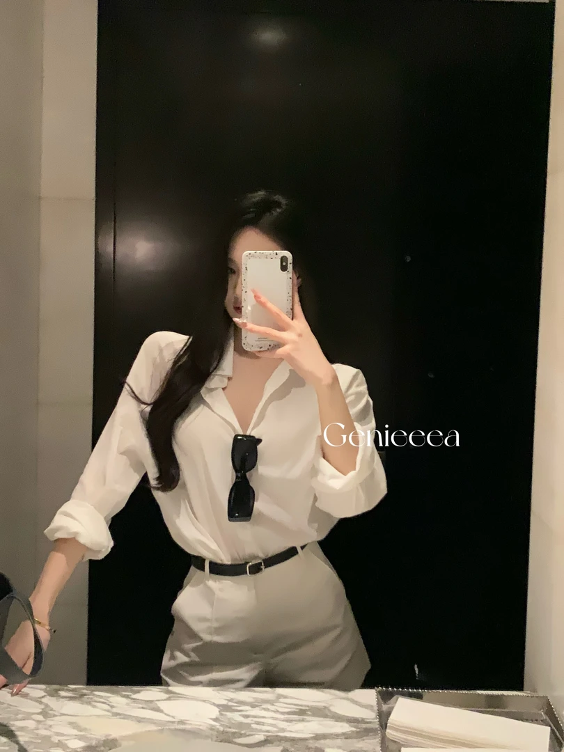 Geneeea吉妮的宝藏老钱2.0极简主义自带褶皱纹理宽松衬衫阔腿短裤
