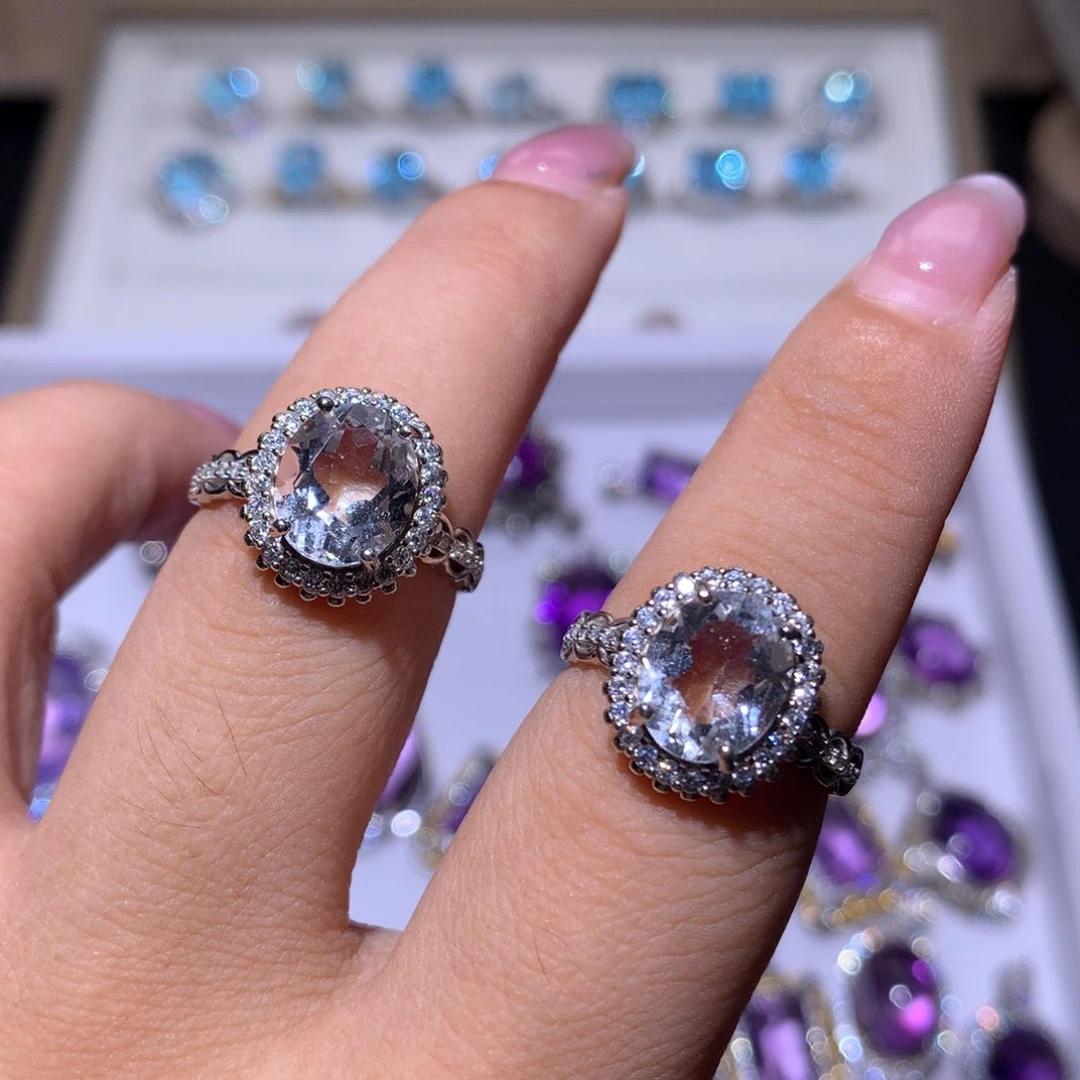 【闪购商品】水晶戒指银S925镶嵌戒指