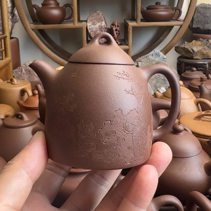 紫砂茶壶秦权170cc台西嫩底槽清刻素心