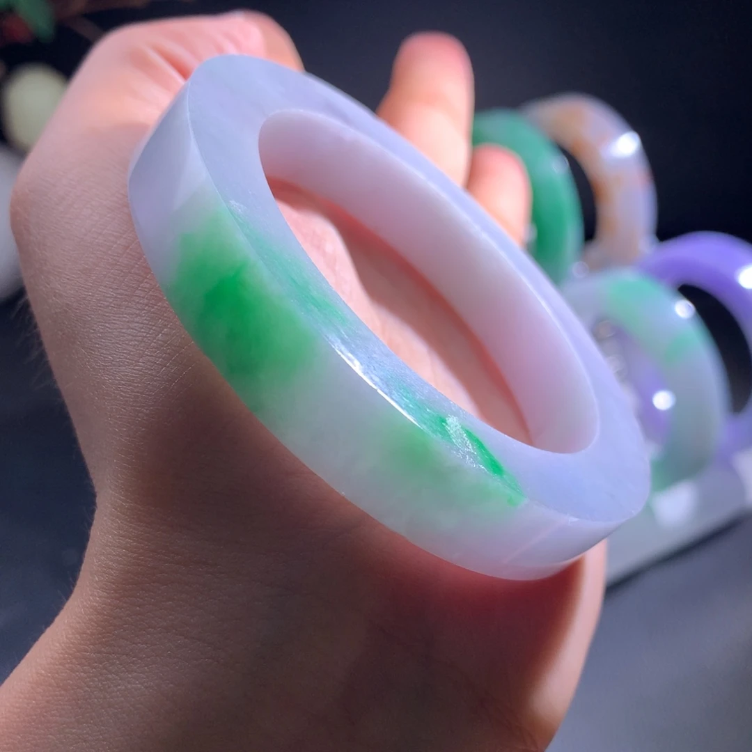 定制翡翠未镶嵌手镯正阳绿54-58