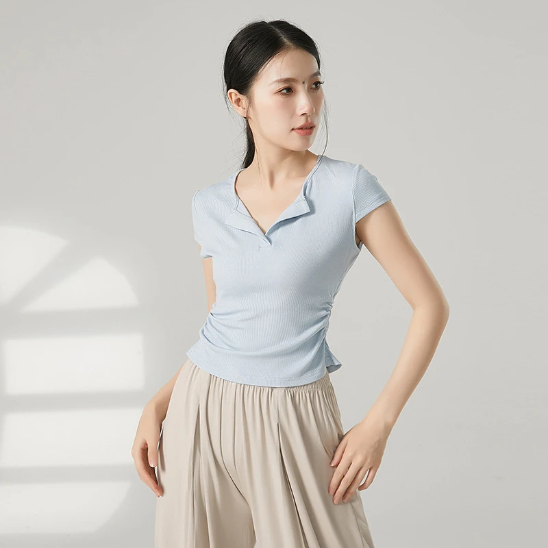 现代舞服练功服夏季新款短袖上衣日常可穿中国舞蹈形体服装训练