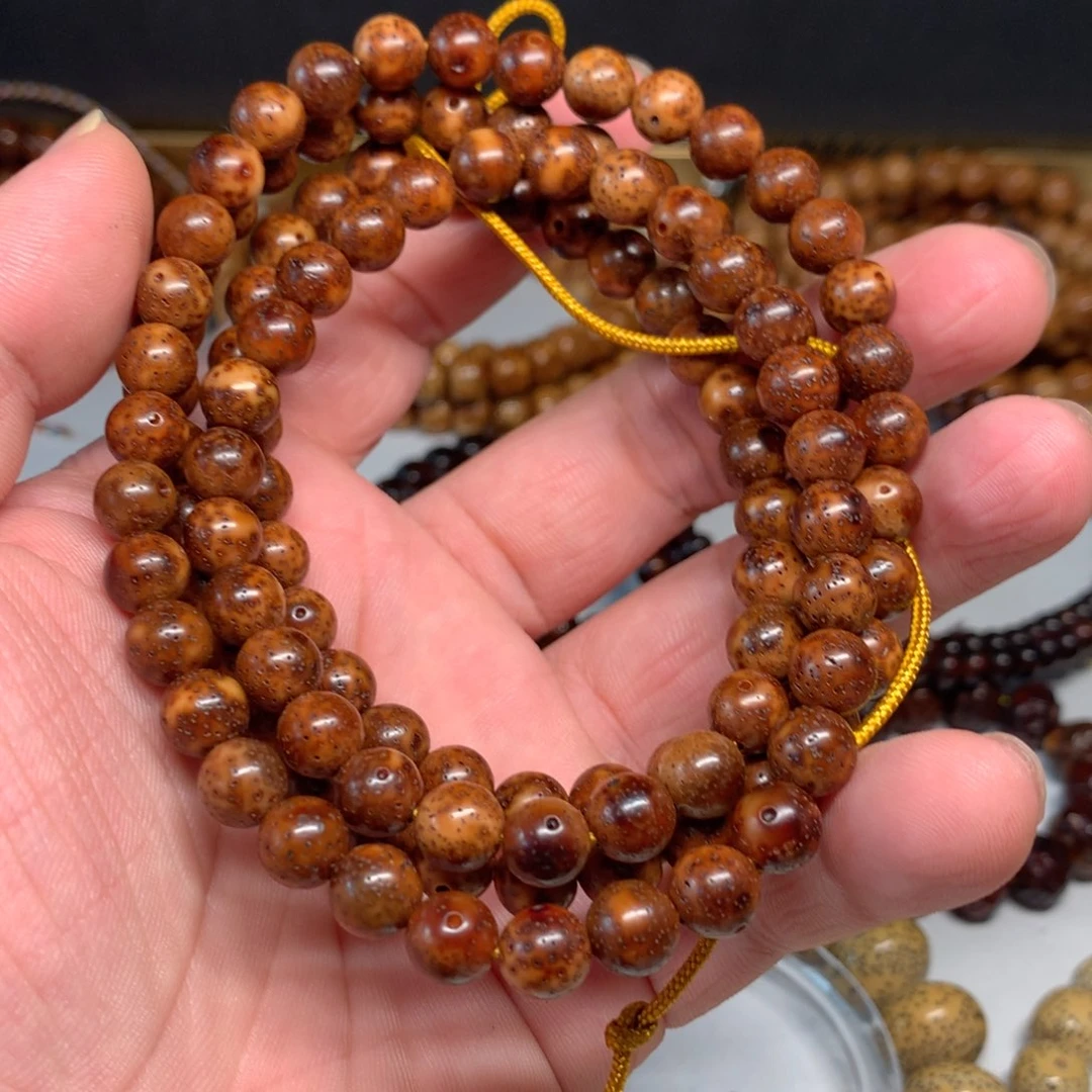 吊坠星月菩提陈化料8圆珠深橘红全品