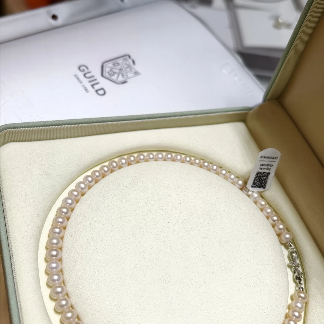 【泠泠珍珠】【五星吉尔德欧若拉】 8-9mm无核珍珠项链 S925银