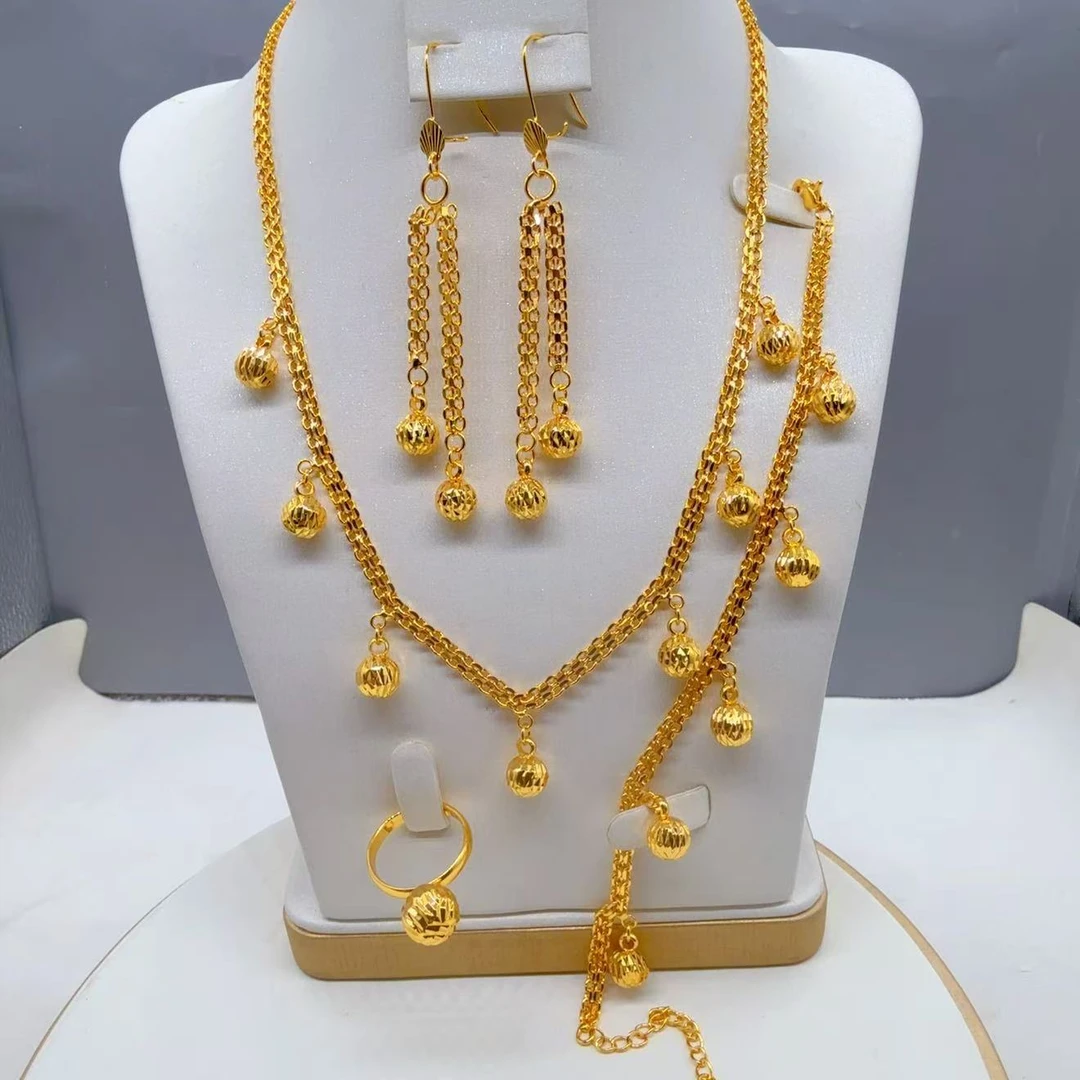 铜合金项链 铜合金民族风轻奢精美时尚四件套项链长款01093