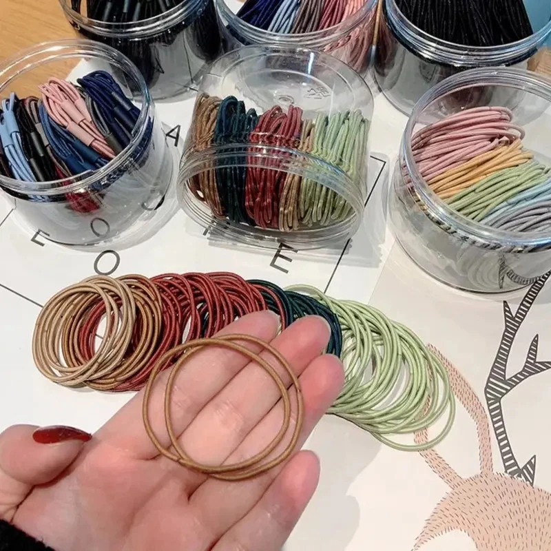 （福利）100根罐装百搭发圈女发绳头饰皮筋扎头绳