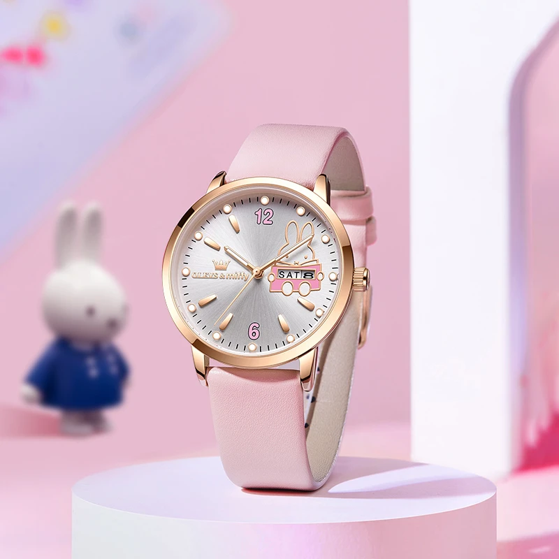 瑞士欧利时米菲联名款女生名表可爱实用防水学生表简约石英表手表