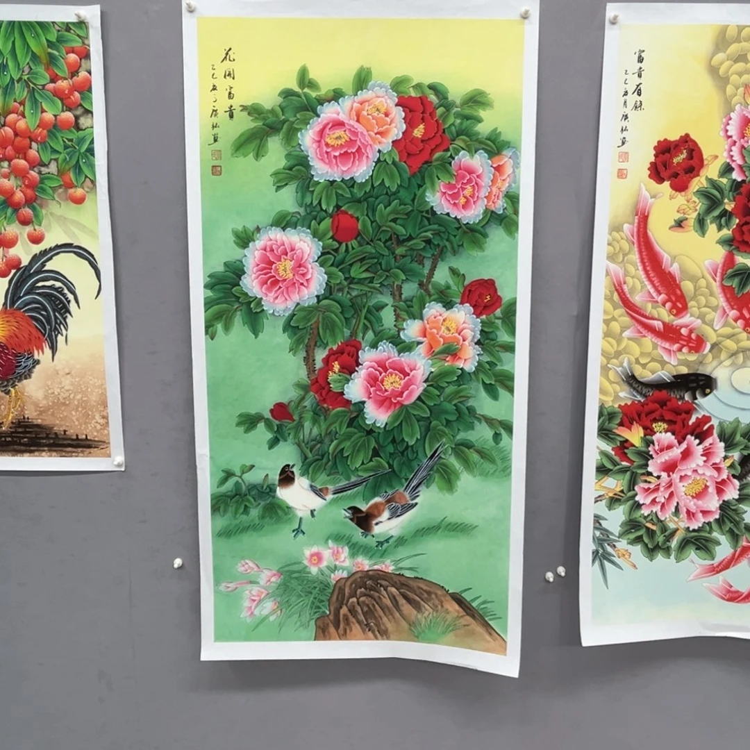 国画西***楼四尺竖幅牡丹作品