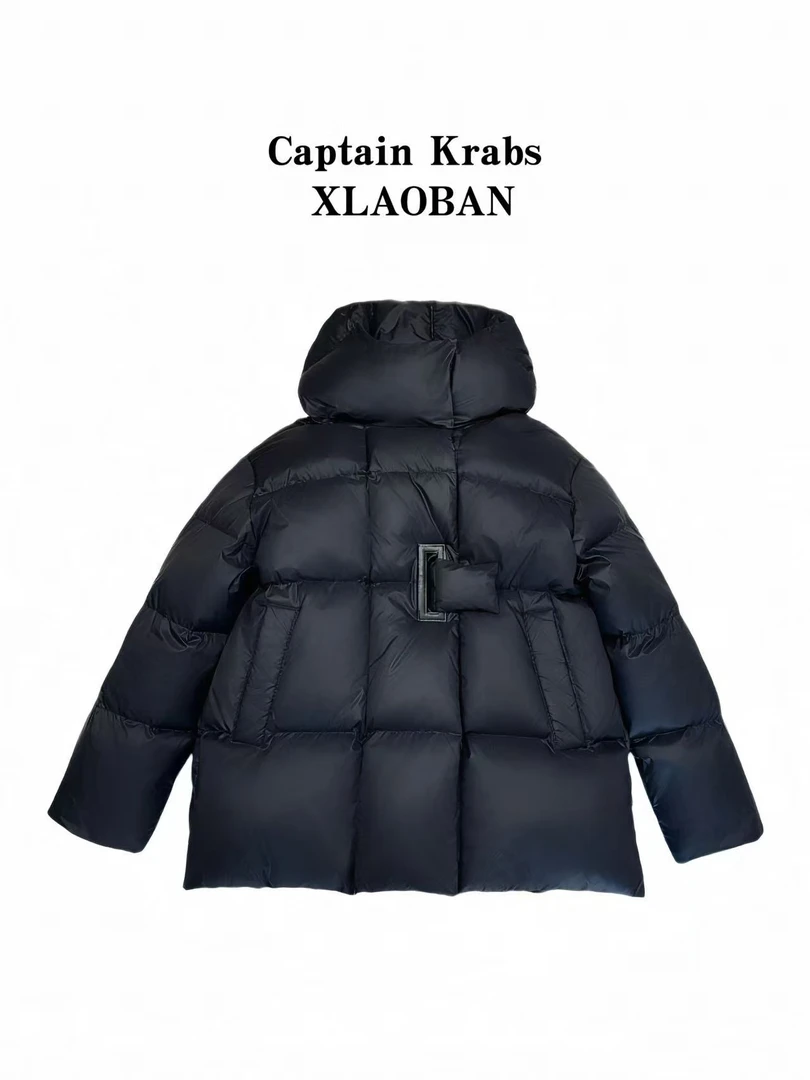 2025新款白鸭绒休闲中长款宽松韩版百搭连帽潮流保暖冬季羽绒服