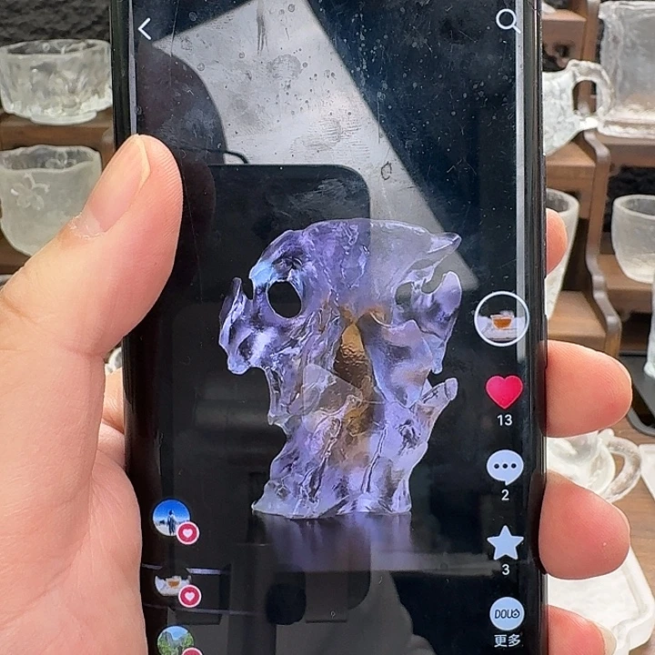 太湖石杯 古法琉璃