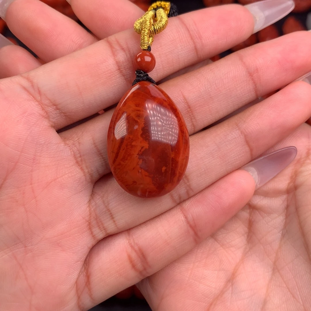 南红玛瑙柿子火焰水滴吊坠未镶嵌