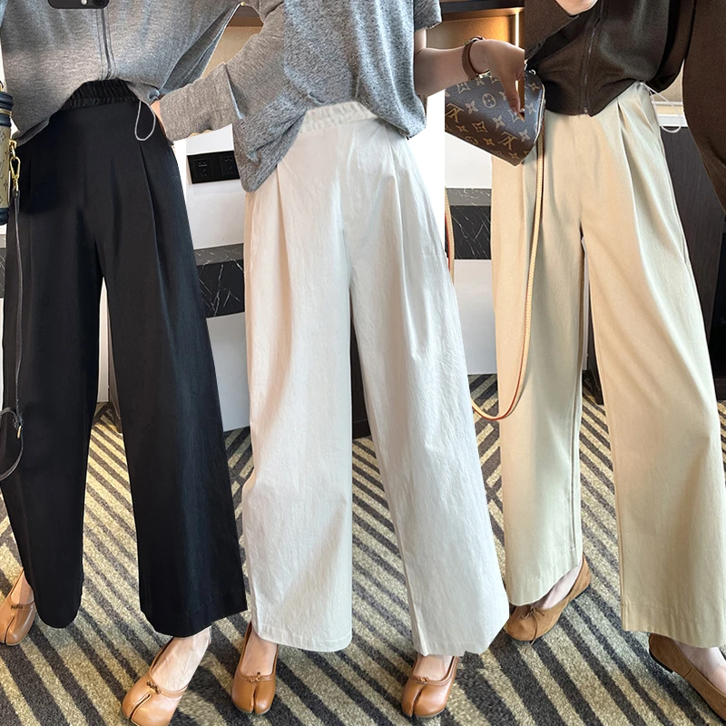 2025夏季新款孕妇冰丝直筒休闲裤遮胯显瘦直腿宽松九分阔腿裤