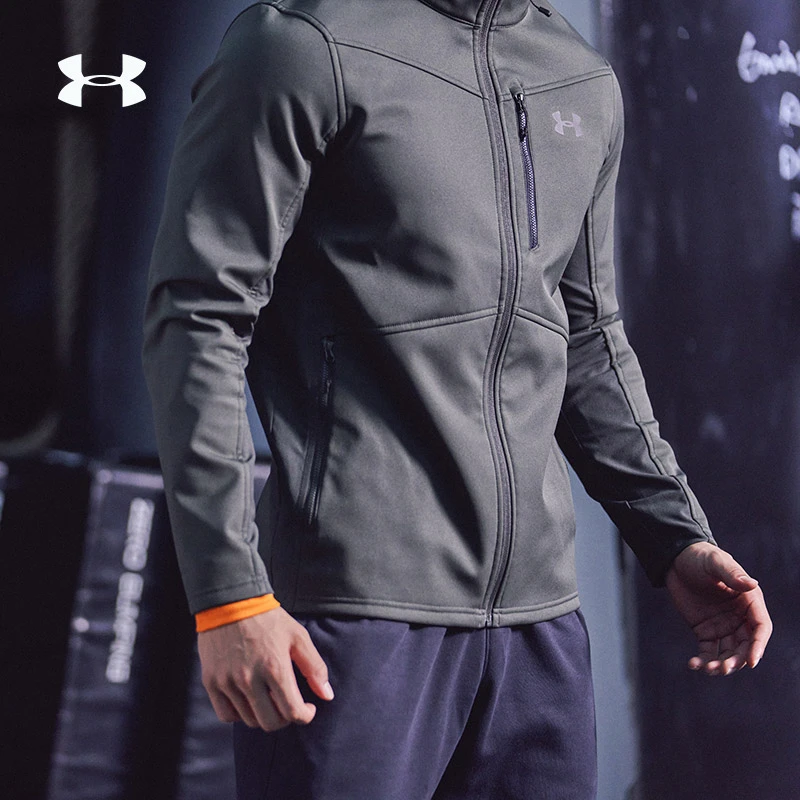 安德玛正版软壳衣男秋冬新款行政夹克户外运动防风潮流外套运动服