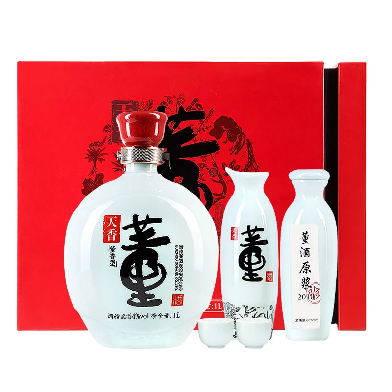 董酒【官方正品】2019年老版天香礼盒董香型白酒纯粮固态酒54度1L