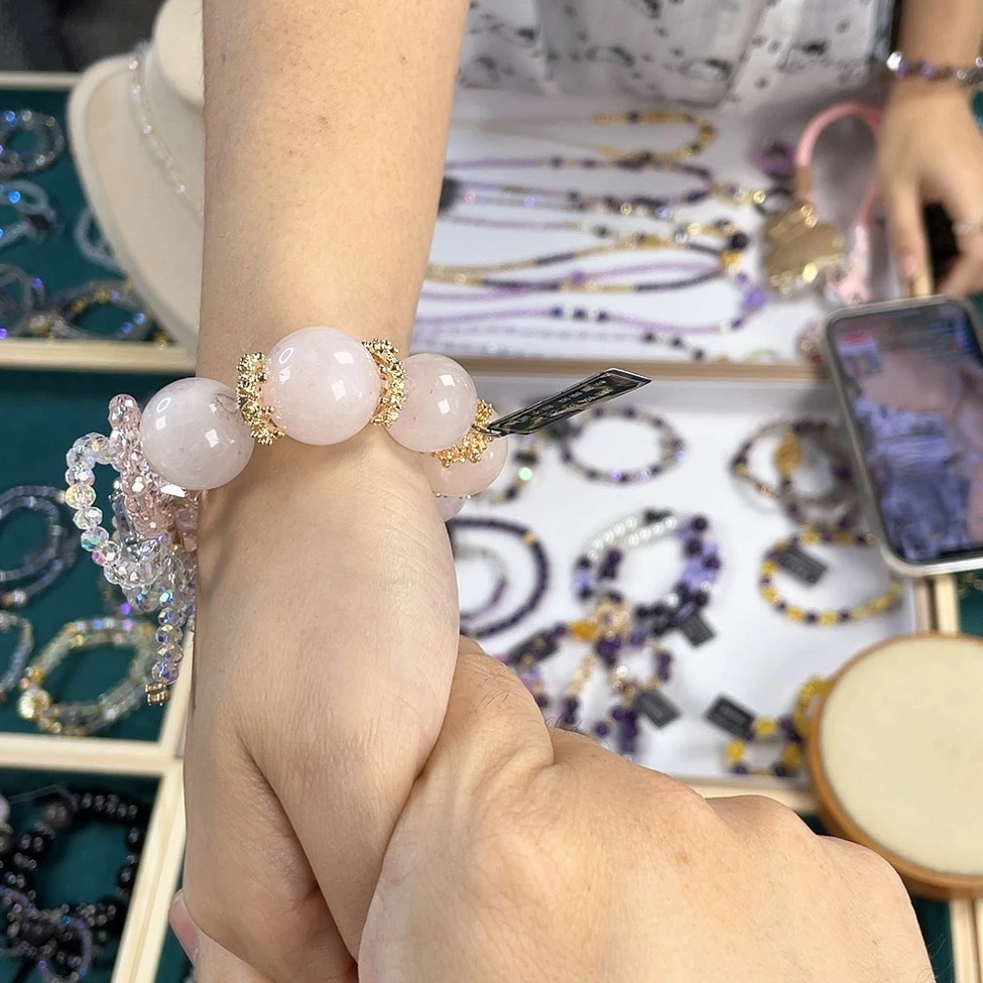 水晶手链银S925镀金镶嵌