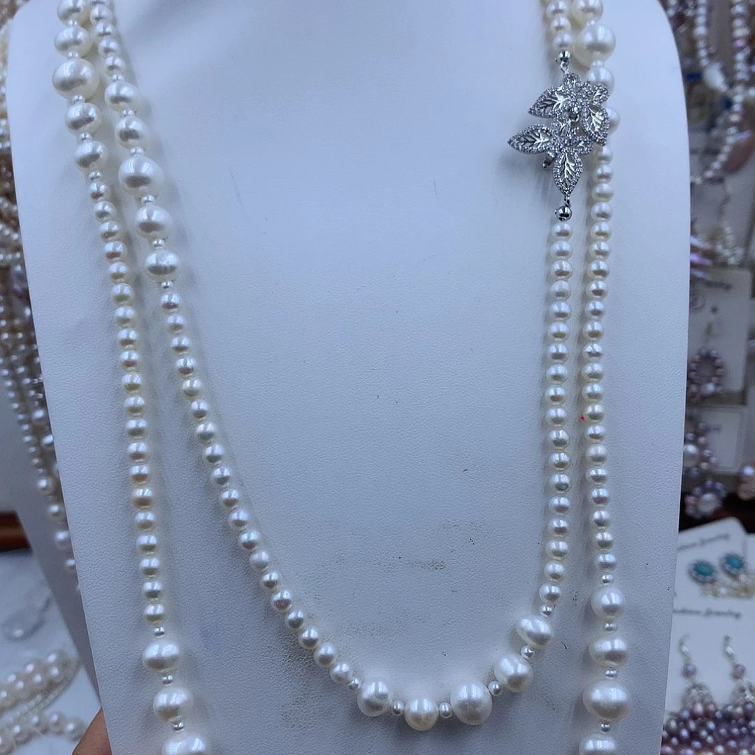 项链银S925镶嵌淡水珍珠缘*