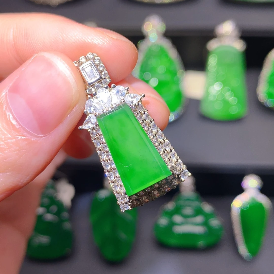 【闪购商品】翡翠银S925镶嵌吊坠(不含链)