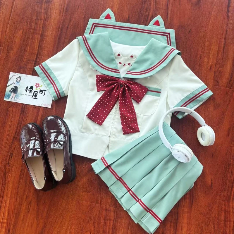 【椿日青柠】椿屋町原创新款甜美学院风可爱短裙海军领水手服动漫