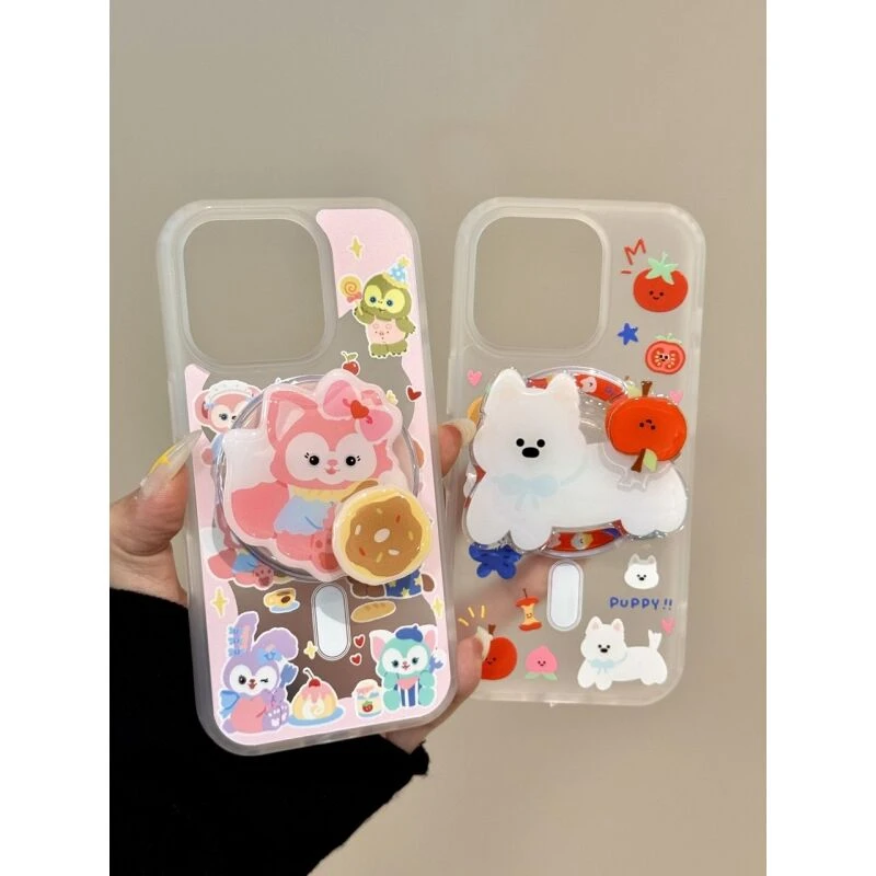 可爱甜甜圈玲娜贝儿苹果小狗支架iphone16prom手机保护壳苹果15pr