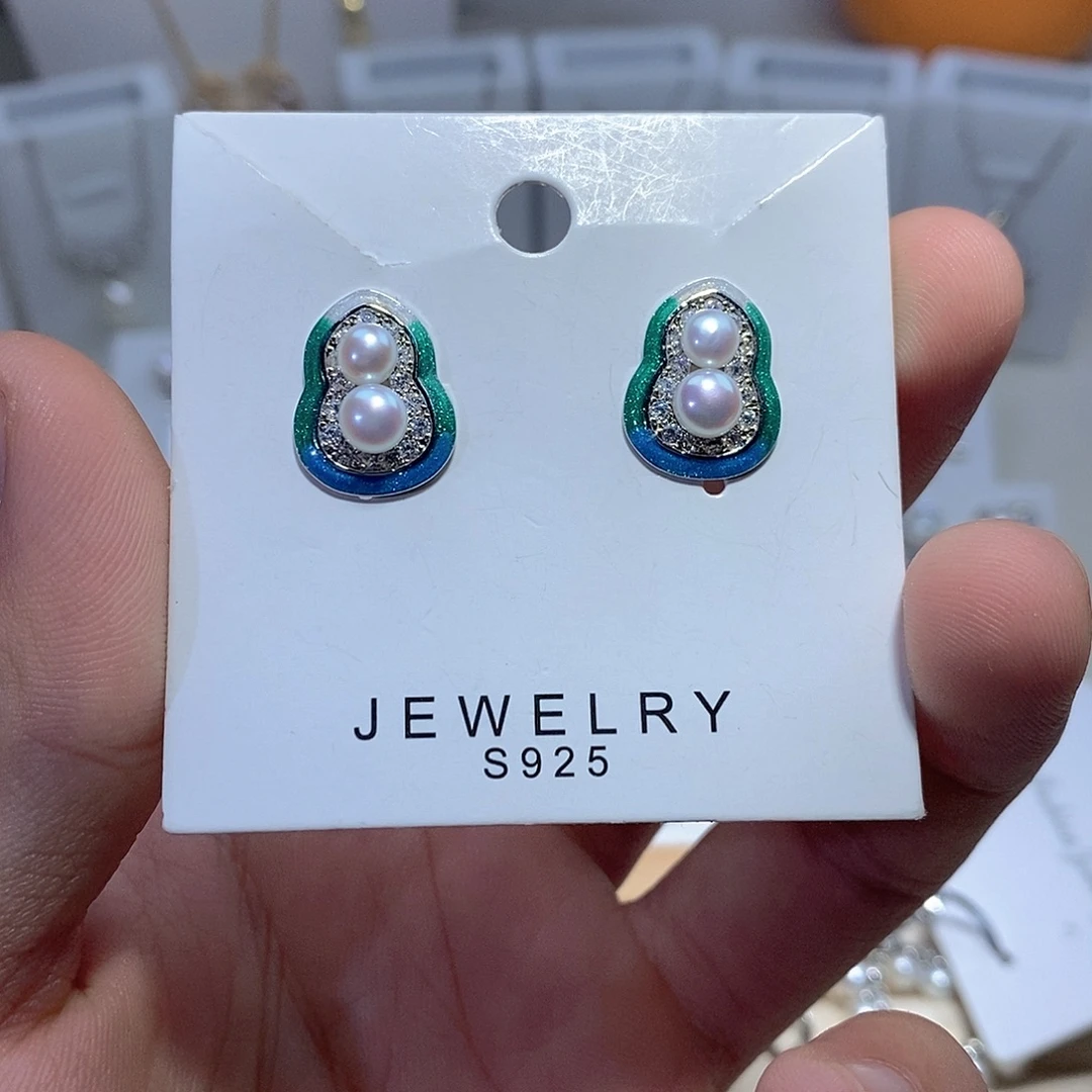耳饰淡水珍珠银S925镶嵌