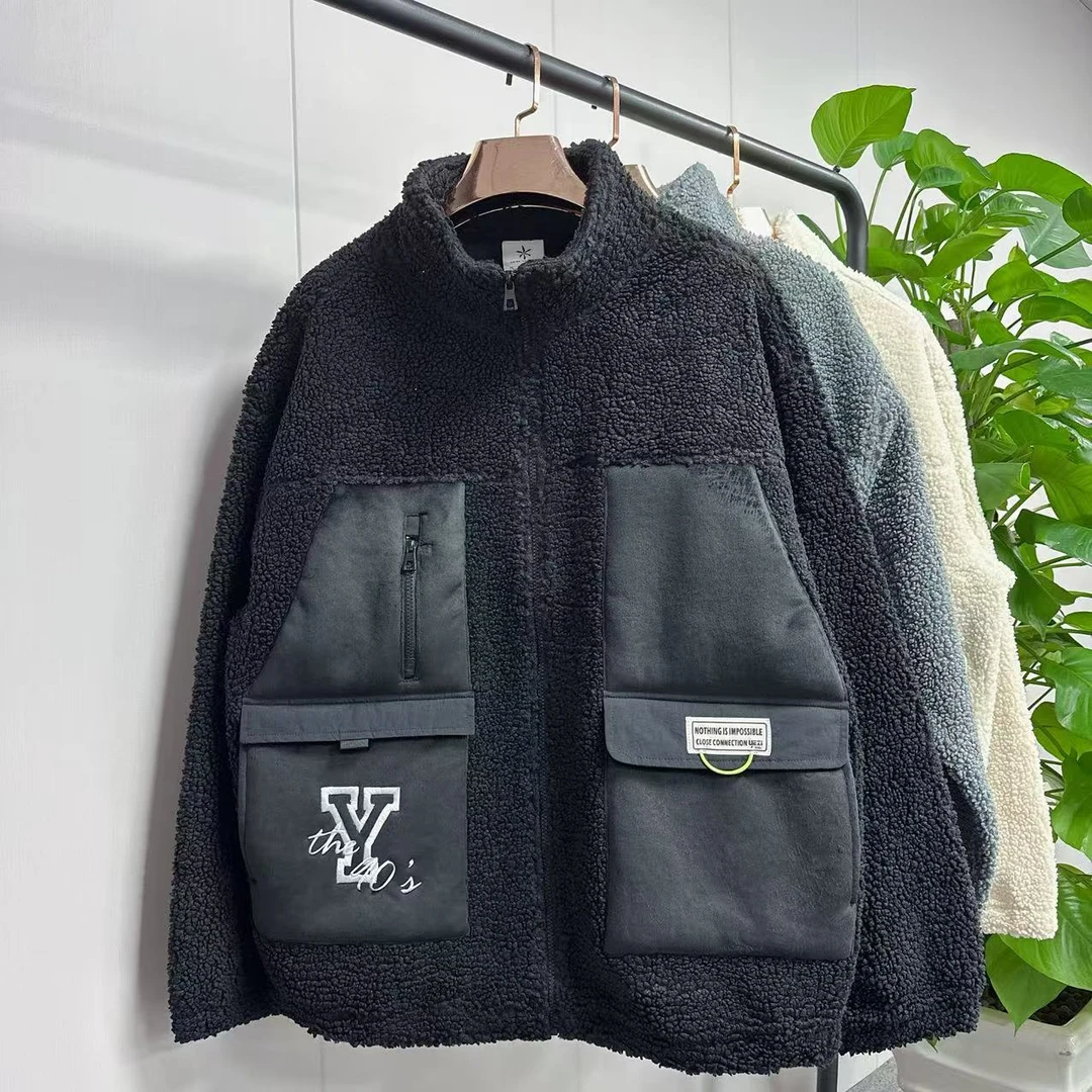 秋冬新款保暖摇粒绒刺绣立领开衫外套 023