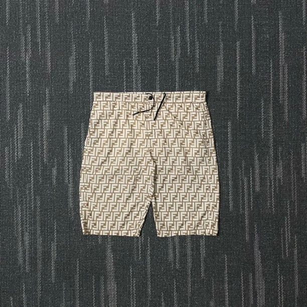 99新 FENDI/芬迪 Logo满印系带直筒休闲短裤/尺码50/6424