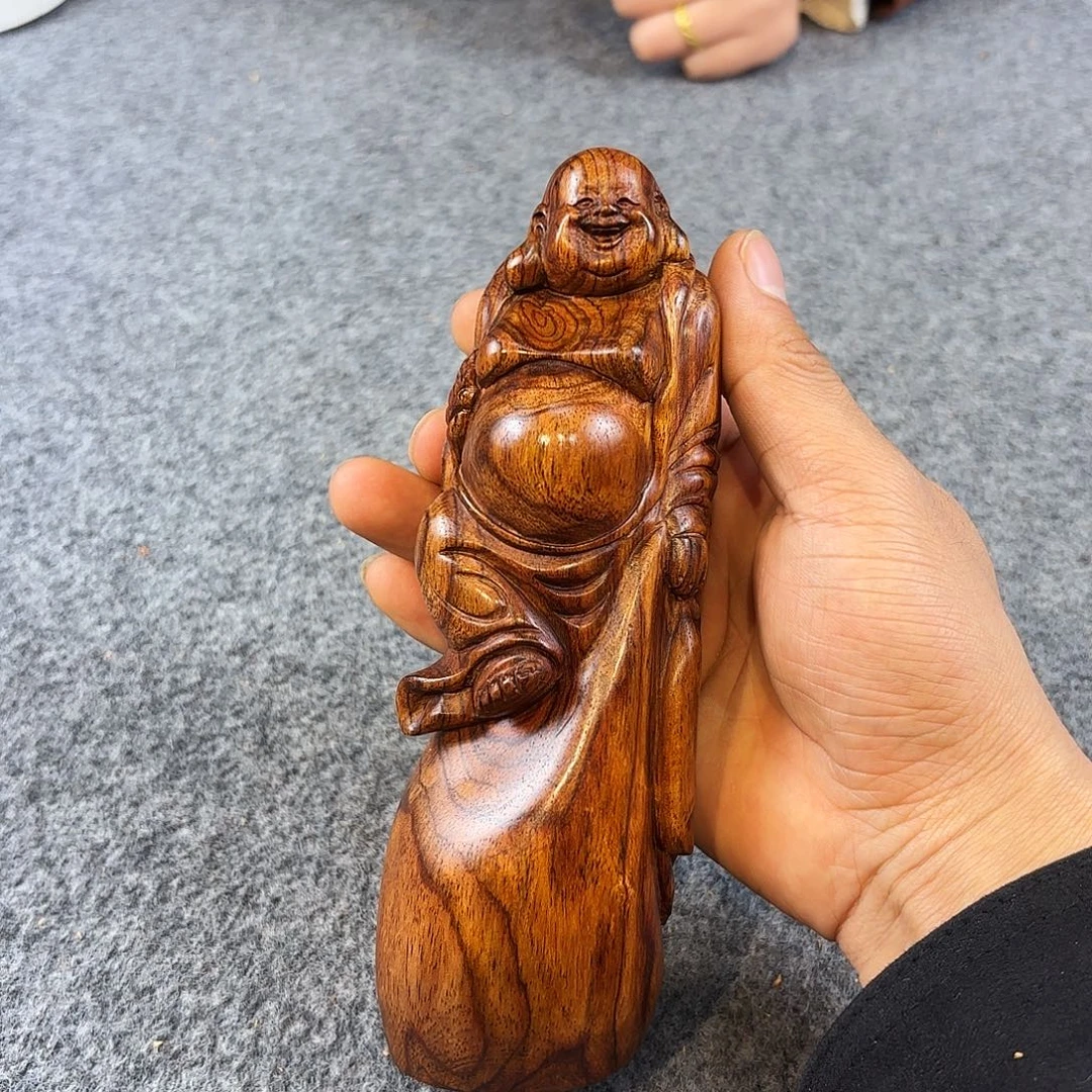 黄花梨/降香黄檀手工雕福袋弥勒 藏品