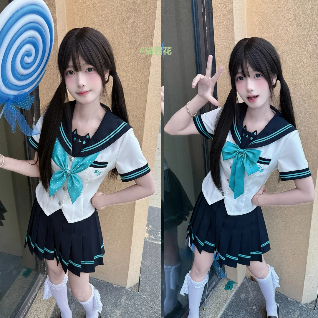 猫看花【呆呆小猫】jk原创藏青水手服可爱学生校园风日系秋季制服