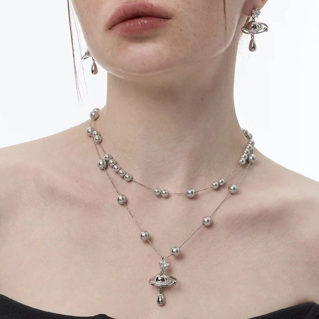 钛钢项链 星球双层叠戴项链女小众设计高级感颈链锁骨链轻奢