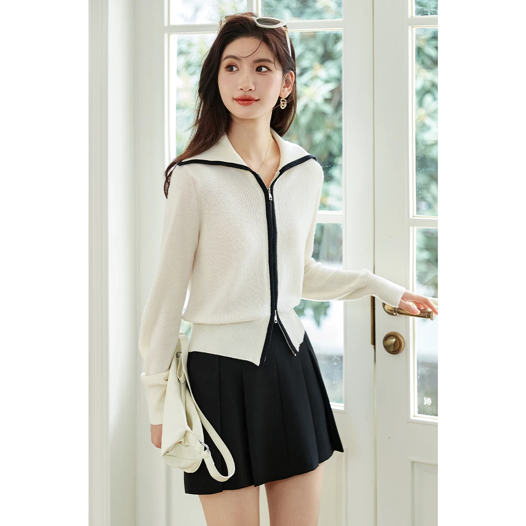 21012【大叔专享】朗文斯汀翻领双头拉链针织衫DTYZ4101C21012B