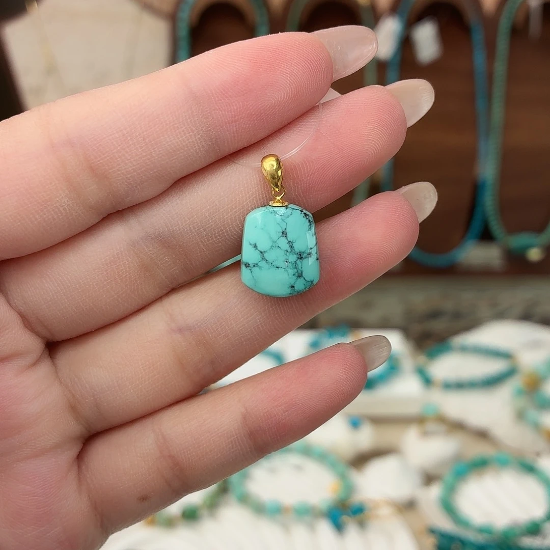 绿松石18K金镶嵌吊坠(不含链)