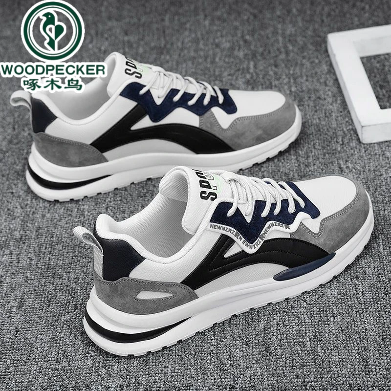 【正品】啄木鸟男鞋白透气潮流青少年男款百搭潮鞋休闲鞋工装鞋鞋子