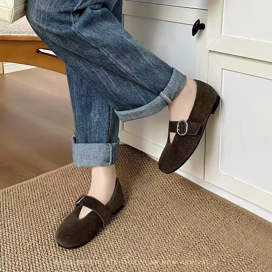 【888】109/1289-27 复古软底单鞋平底百搭一字带单鞋