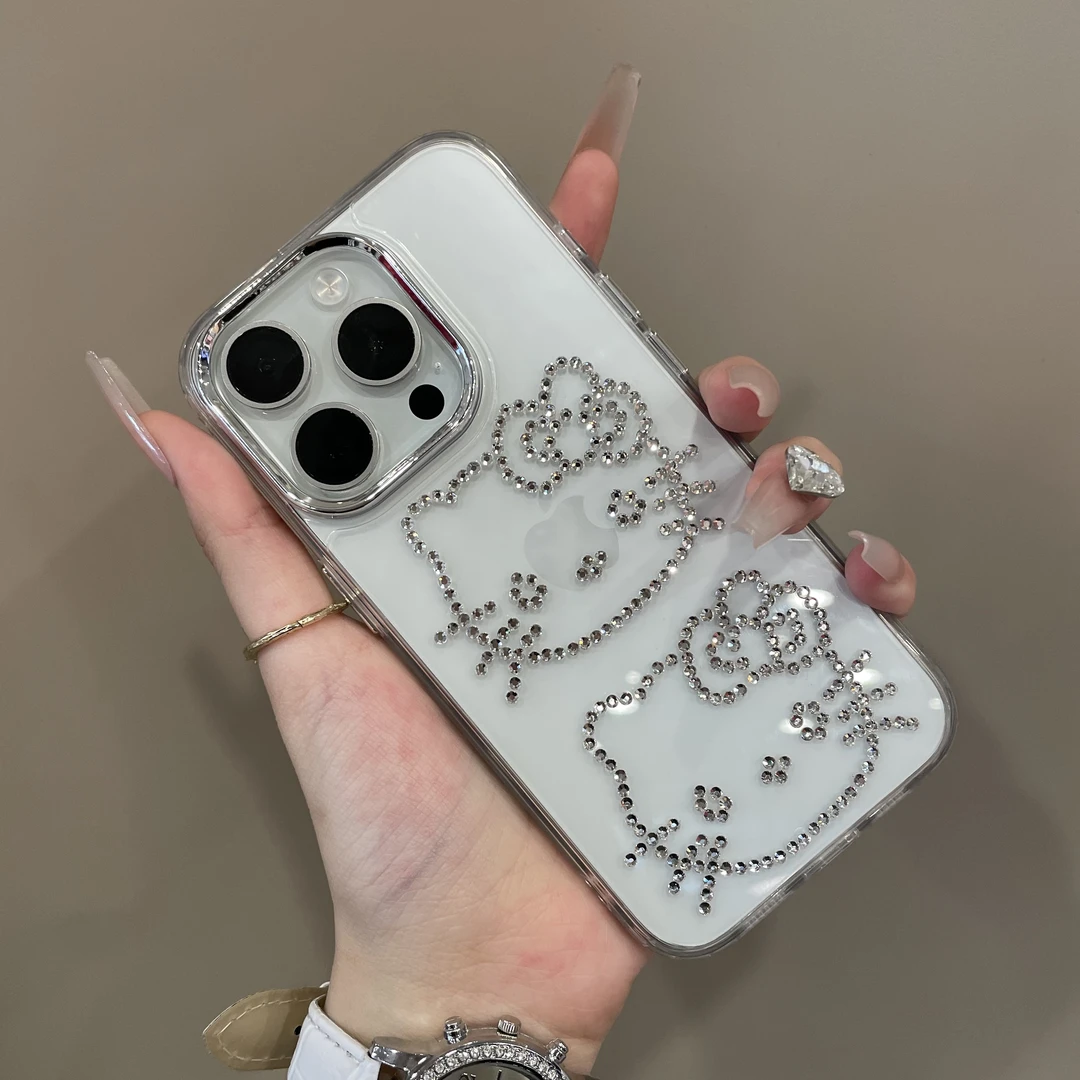 韩系小众透明点钻蝴蝶KT适用苹果16手机壳iPhone15新款14/13轻奢