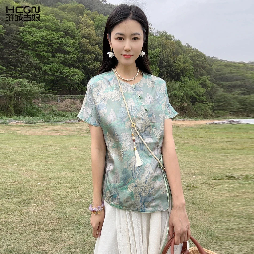 中式宽松复古新款国风气质女士通勤百搭上衣WB2504425