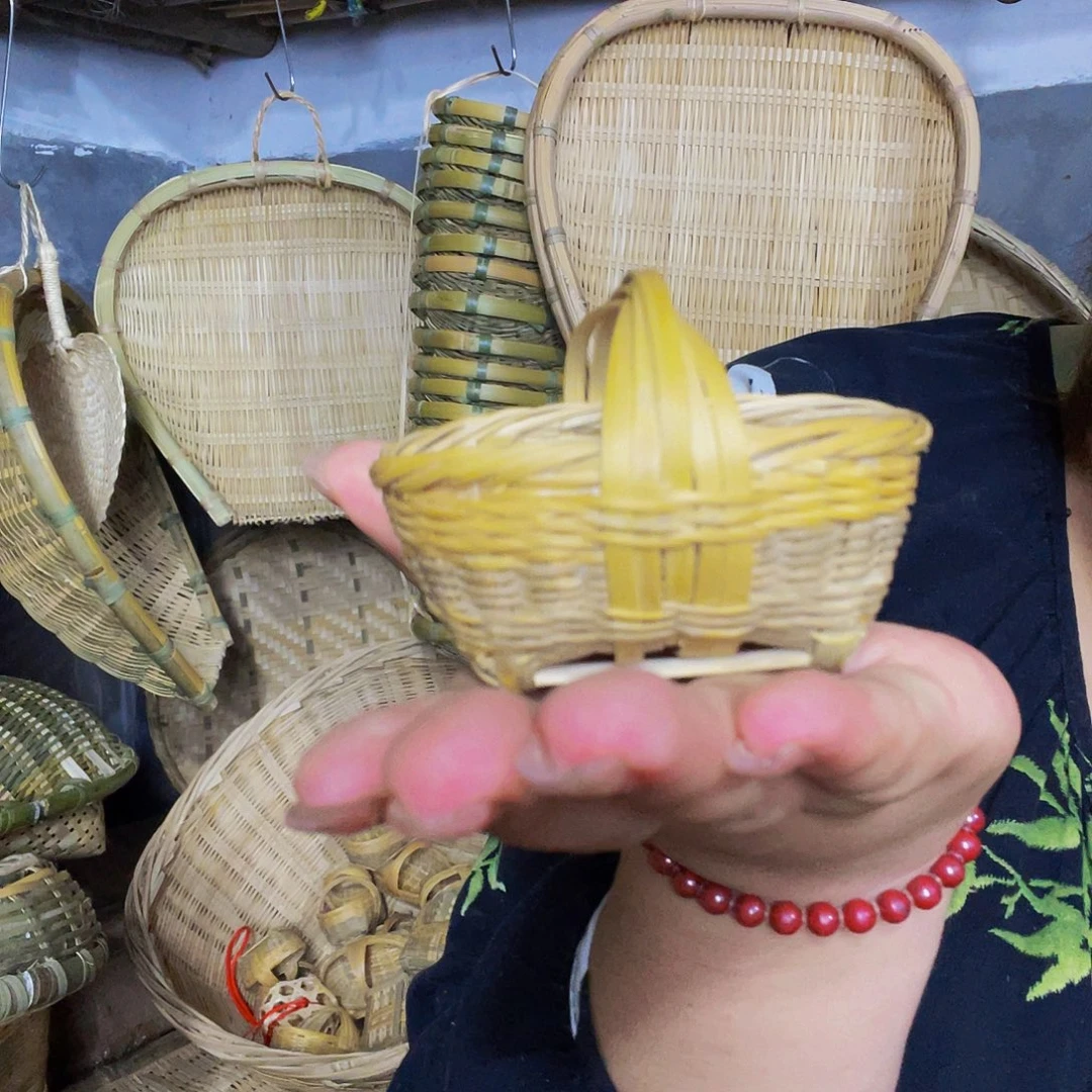 迷你提篮7厘米老竹子编织