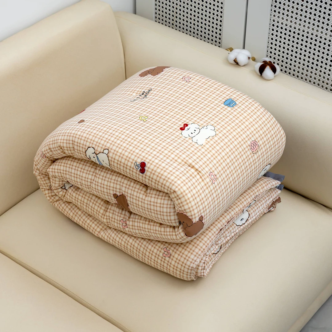 【京かわ会社】云朵棉花糖被格纹小狗