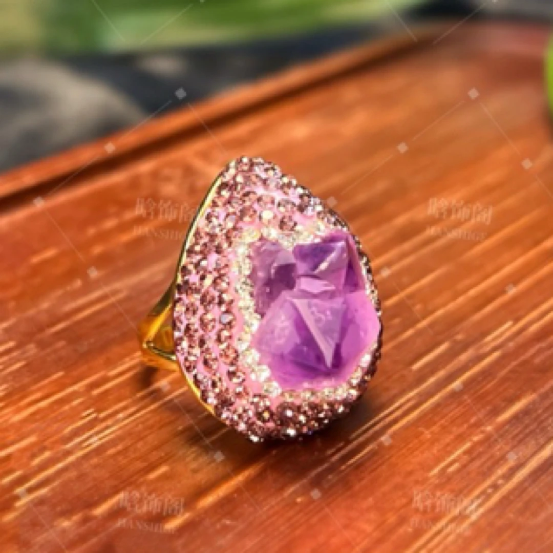 【G701】天然紫水晶原石戒指